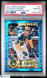 2024 Topps Chrome Jackson Chourio #161 Blue Sonar Refractor 102/125 PSA 10